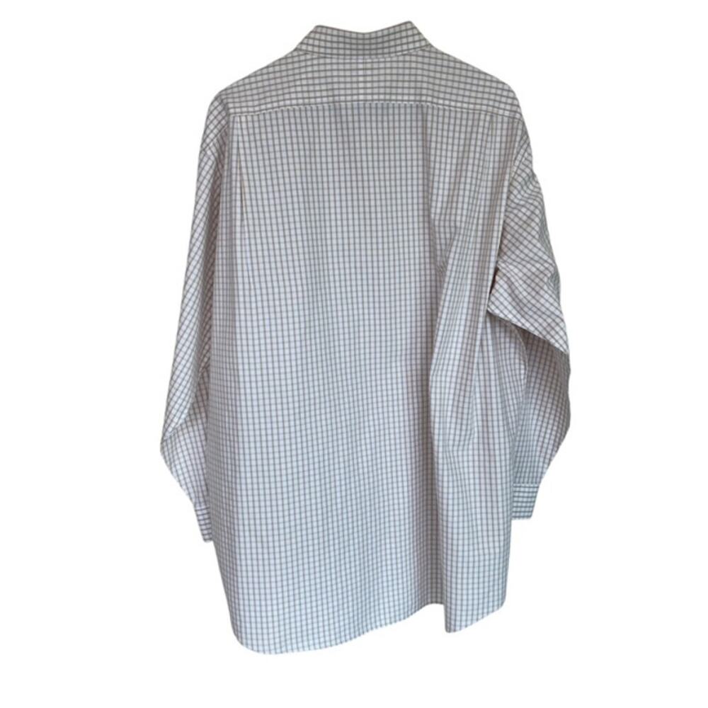 Paul Fredrick Tan & White Check Dress Shirt 18 1/2 35 - Picture 3 of 4